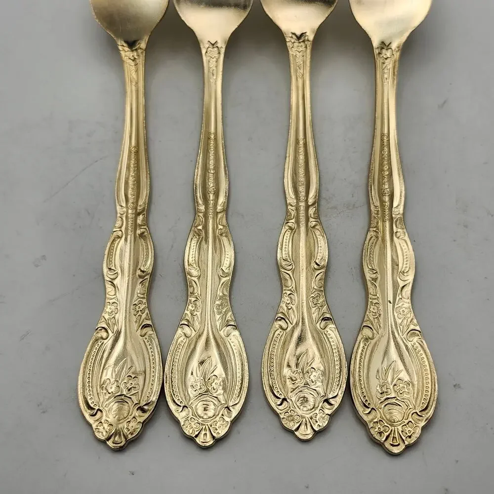 International Silver San Marcos Gold Electroplate Lot 4 Dinner Forks 7 5/8 In